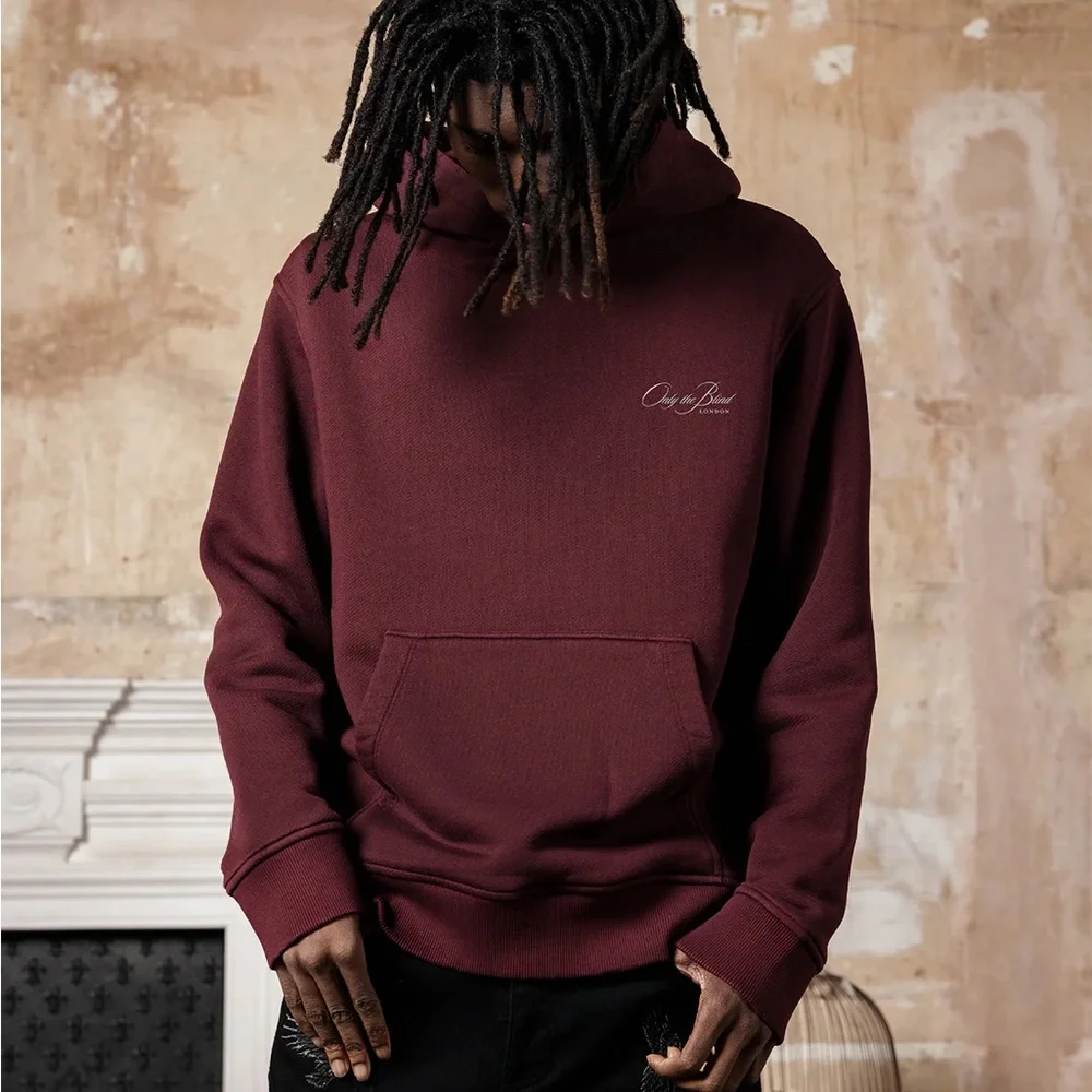 Only The Blind London MAROON ESSENTIAL HOODIE S Maroon Color Men Small Fashion - Picture 2 of 13